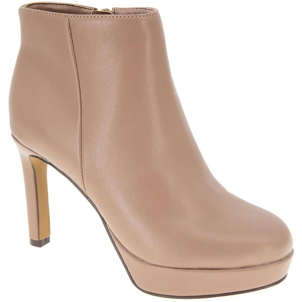 BCBGeneration Womens Jeanne Faux Leather Ankle Boots Shoes Taupe 11M